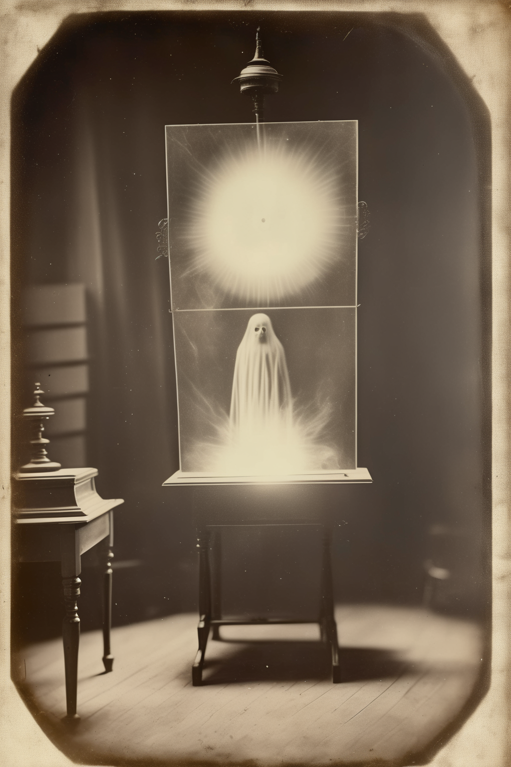 00100-1102707968-_lora_Albumen Print_1_Albumen Print - a smoky ghost appears on the center.An spiritist session from xix century upon a solar pan.png